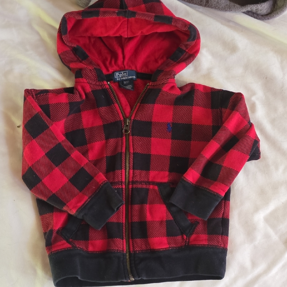 Polo Ralph Lauren Kids Red and Black Checkered Hoodie
